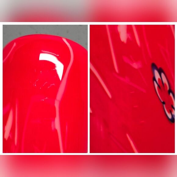 Eastern Hand Blown Murano Style Red Glass Abstract Art Vase - Picture 8 of 8